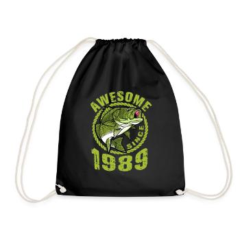 Génial depuis 1989. Angel, l’anniversaire du pêcheur - Sac de sport léger - noir - Devant