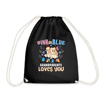 Pink or Blue Grandparents Loves You Grandma - Turnbeutel - Schwarz - Vorne