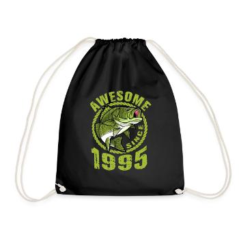Awesome since 1995. Angel, Angler's Birthday - Drawstring Bag - black - Front