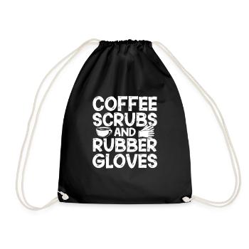 Kaffee Kittel & Gummihandschuhe Krankenschwester K - Turnbeutel - Schwarz - Vorne