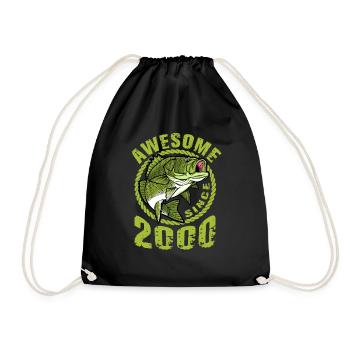 Awesome since 2000. Angel, Angler Geburtstag - Turnbeutel - Schwarz - Vorne