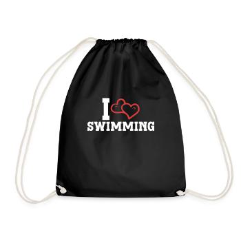 Schimmer Schwimmen I Love Swimming - Turnbeutel - Schwarz - Vorne