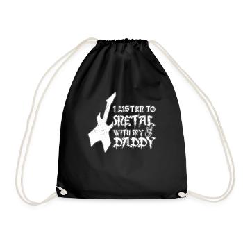 Listen Metal With Daddy Metal Kid Music Lover - Turnbeutel - Schwarz - Vorne
