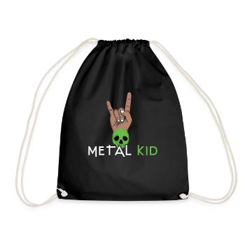 Rock Sign Rock Hand Metal Kid Music Lover Skeleton - Drawstring Bag - black - Front