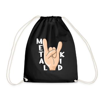 Rocker Rock Sign Rock Hand Metal Kid Music Lover - Drawstring Bag - black - Front