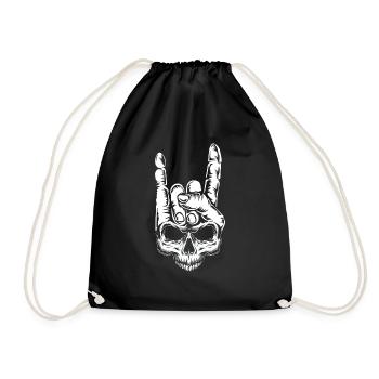 Bone Rocker Skeleton Rock Metal Music Love Rock - Drawstring Bag - black - Front