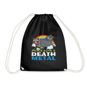 Trash Racoon Love Peace Metal Music Heavy Rock - Sac de sport léger - noir - Devant