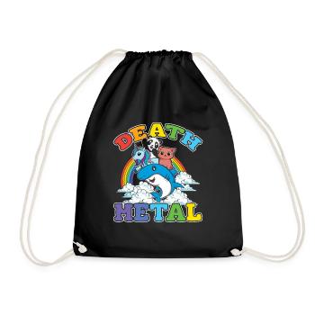 Unicorn Panda Cat Shark Love Metal Music Rock - Drawstring Bag - black - Front