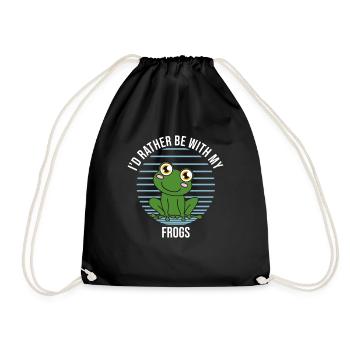 Frogs I'd Rather Be With My Frogs - Drawstring Bag - black - Front