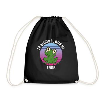 Frog I'd Rather Be With My Frogs - Drawstring Bag - black - Front