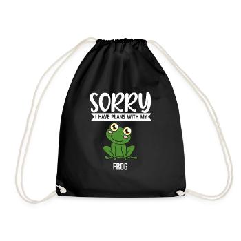 Frog Sorry I Have Plans With My Frog - Drawstring Bag - black - Front