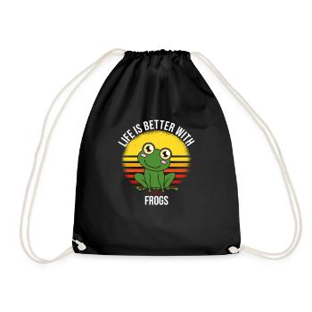 Frog Frogs Life Is Better With Frogs - Drawstring Bag - black - Front