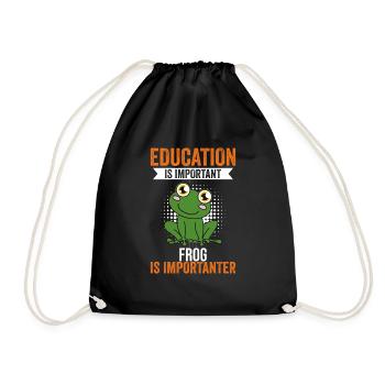 Frog Education Is Important Frog Is More Important - Drawstring Bag - black - Front