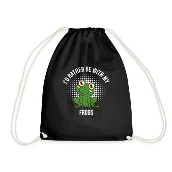 Frog I'd Rather Be With My Frogs - Drawstring Bag - black - Front