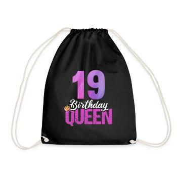 19 Jahre Alt 19 Geburtstag Birthday Queen - Turnbeutel - Schwarz - Vorne
