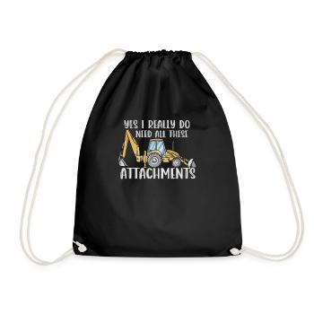 Construction machine machine operator Construction site excavator - Drawstring Bag - black - Front