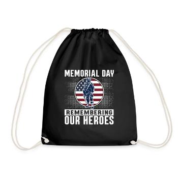 Memorial Day Commemorating Our Heroes USA America - Drawstring Bag - black - Front