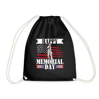 Happy Memorial Day USA American Flag Controversy - Drawstring Bag - black - Front