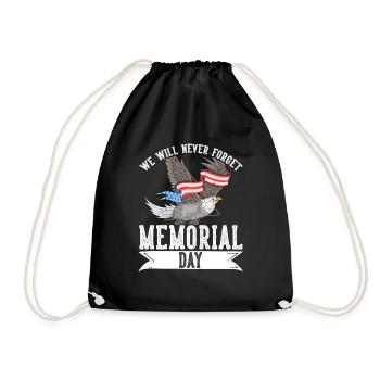 Memorial Day We Will Never Forget Military Vete - Drawstring Bag - black - Front
