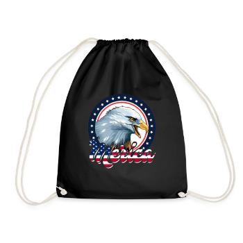 Merica Eagle USA Amerikanische Flagge Gedenktag Vi - Turnbeutel - Schwarz - Vorne