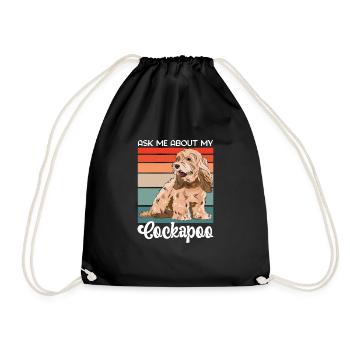 Cockapoo Dog - Drawstring Bag - black - Front