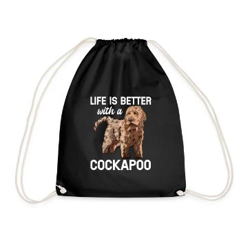 Cockapoo Dog - Drawstring Bag - black - Front