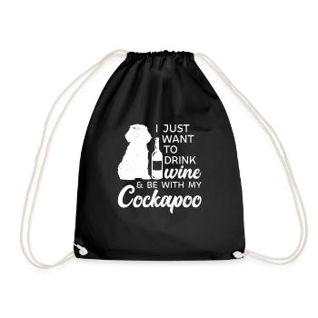 Cockapoo Dog - Drawstring Bag - black - Front