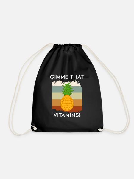 Ananas Vitamine Tropische Früchte Gimme Vitamins - Turnbeutel - Schwarz