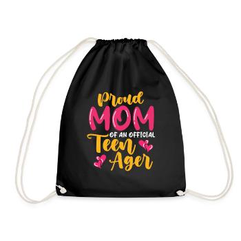 Proud mother of an official teenager for the 13th birthday - Drawstring Bag - black - Front