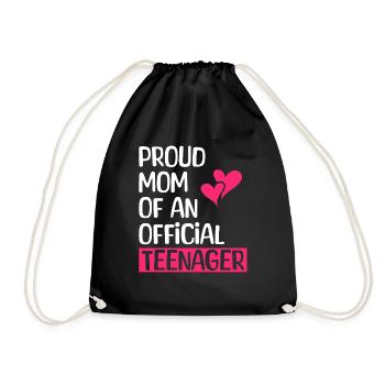Proud mother of an official teenager for the 13th birthday - Drawstring Bag - black - Front