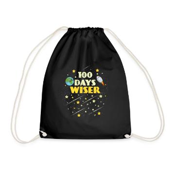 Student 100th Day Wiser Ship 100 Days Of School - Drawstring Bag - black - Front