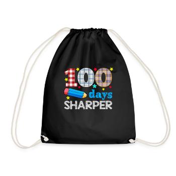 Plaid 100th Day Sharper 100 Days Of School - Drawstring Bag - black - Front