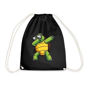 Dab tortue de mer avec lunettes de soleil - Sac de sport léger - noir - Devant