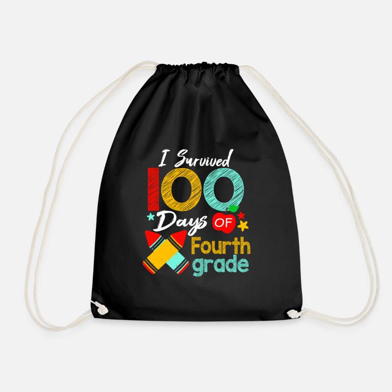 Colors Survived 4th Grade 100 Days Of School - Drawstring Bag - black