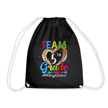 100th Day Team 5th Grade Squad 100 Days Of School - Drawstring Bag - black - Front