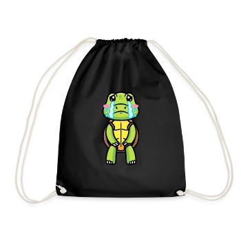 Tortue de mer triste émoticône pleurante - Sac de sport léger - noir - Devant