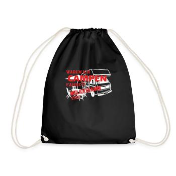 Camper Geschenkidee Camping - Turnbeutel - Schwarz - Vorne