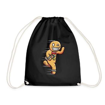 Lebkuchen Football Spielen Sport Weihnachten - Turnbeutel - Schwarz - Vorne