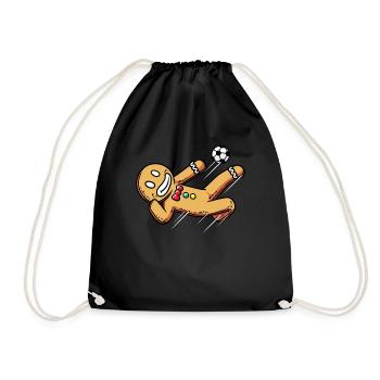 Lebkuchen Fußball Spielen Sport Weihnachten - Turnbeutel - Schwarz - Vorne