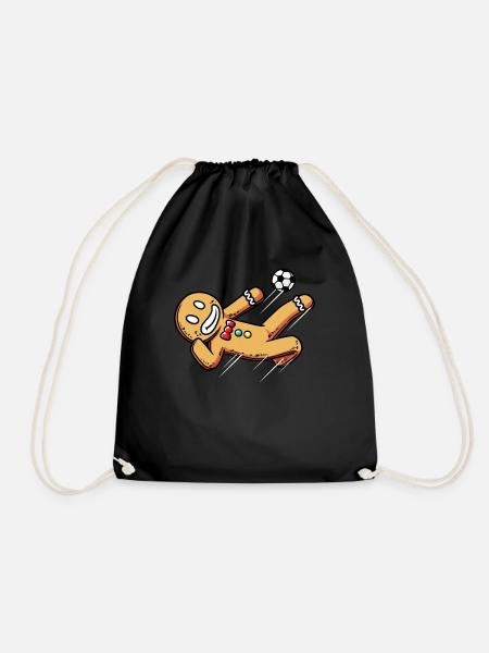 Lebkuchen Fußball Spielen Sport Weihnachten - Turnbeutel - Schwarz
