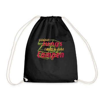 Camper Geschenkidee Camping - Turnbeutel - Schwarz - Vorne