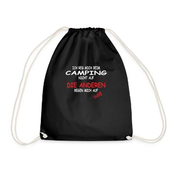 Camper Geschenkidee Camping - Turnbeutel - Schwarz - Vorne