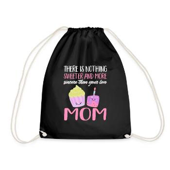 Mother's Day Mom There's Nothing Sweeter Cupcakes Kaw - Drawstring Bag - black - Front