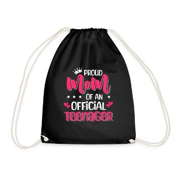 Proud mother of an official teenager for the 13th birthday - Drawstring Bag - black - Front