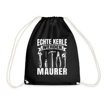 Bauarbeiter Maurermeister Echte Kerle werden - Turnbeutel - Schwarz - Vorne