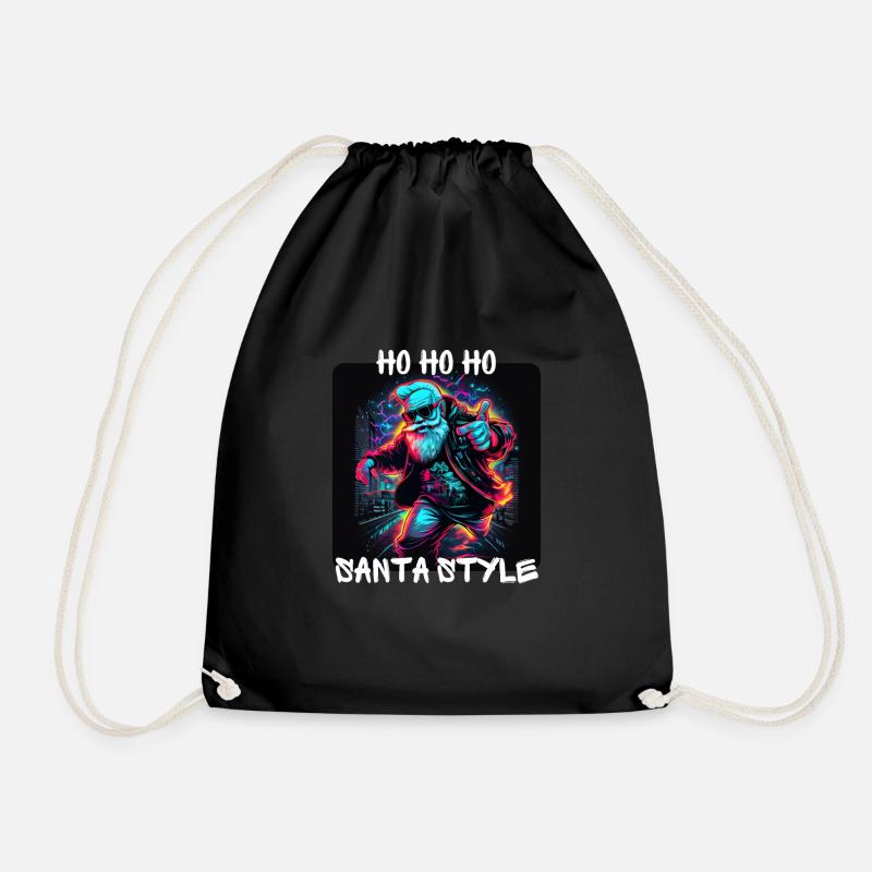 Graffiti Style - Ho Ho Ho Santa Style 1 - Drawstring Bag - black