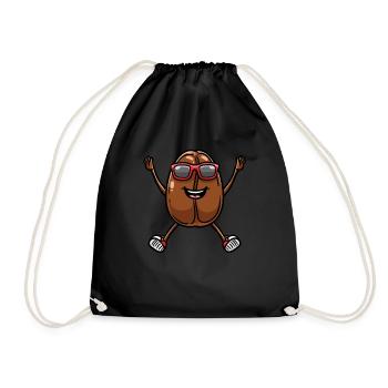 Coffee bean with sunglasses dancers dancing - Drawstring Bag - black - Front