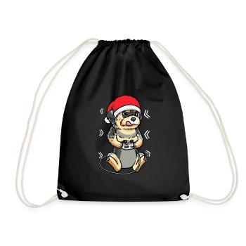 Morkie Hund Weihnachten Gamer Videospiel Gaming - Turnbeutel - Schwarz - Vorne