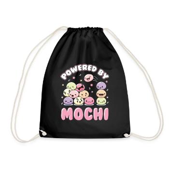Powered By Mochi Kawaii Dessert Anime Japanisch - Turnbeutel - Schwarz - Vorne