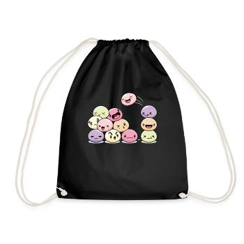 Kawaii Mochi Dessert Lovers Rice Cake Anime - Drawstring Bag - black - Front